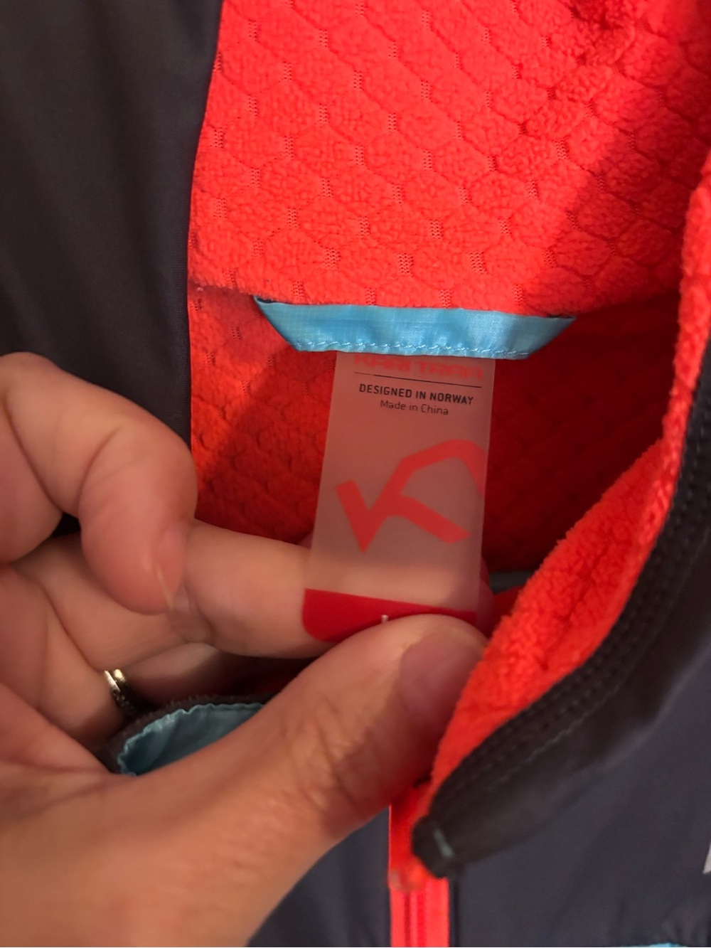 Kari Traa Teal, Light Blue & Orange Girls' Quilted Puffer Jacket - Picture 2 of 4